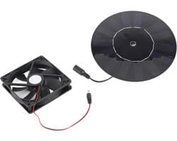 Zonneventilator - Camping ventilator - Dierenverblijf koelen - Lichtgewicht en draagbaar - 14x11x5 cm - Zwart