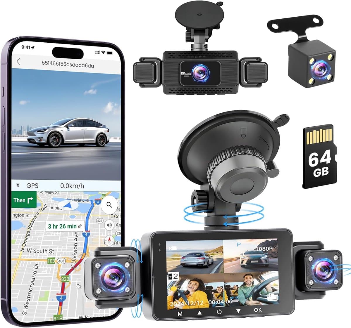 Auto Camera - Rijrecorder - Veiligheid Onderweg - Quad HD Resolutie - 3 inch Scherm - Zwart — afbeelding 1