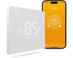 Slimme Wifi Thermostaat - Chronothermostaat Vloerverwarming - Energie Besparen - App en Spraakbesturing - 86 x 86 mm - Wit