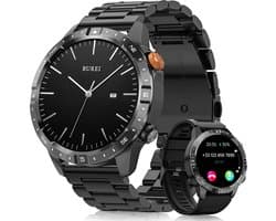 FOSMET Smartwatch Heren - Militair - 1,43" AMOLED Display - 1000mAh Accu - Hartslagmeter - HRV - SpO2 - Slaapmonitor - 70+ Sportmodi - IP68 Waterdicht - Fitness Tracker - Stappenteller - Compatibel met iOS/Android - Cadeau voor Mannen