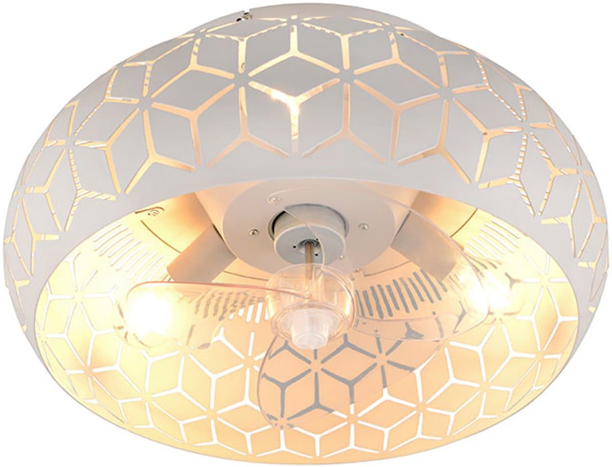 Reality Leuchten Moderne Ventilatoren E27 Bidar 3 Lichtpunten Rond Grijs Metaal Slaapkamer — afbeelding 1