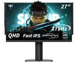 KTC H27E8 Gaming-monitor, 27-inch 2560×1440 Fast IPS-scherm, 240Hz verversingssnelheid & 275Hz OC, 1ms MPRT-reactietijd, HDR400, FreeSync & G-Sync compatibel, laag blauw licht & flikkervrij, verstelbare standaard & 100x100mm VESA-montage ondersteund.