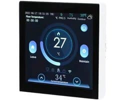 Slimme Thermostaat - Verwarmingsthermostaat Vloerverwarming - Energie Besparen - App Bediening - 86x86x15 mm - Zwart