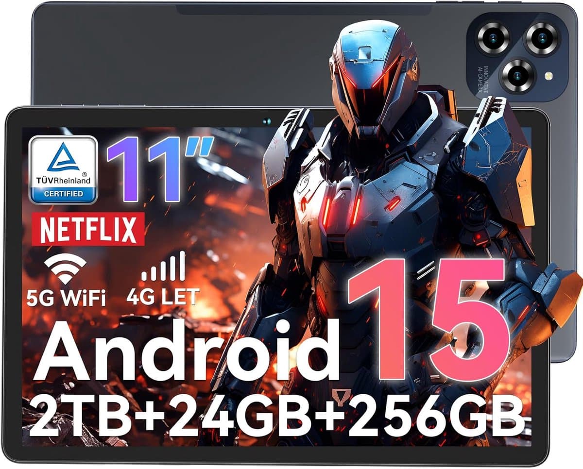 SnelShoppen - 11 Inch Android 15 Tablet - TABWEE W90 - 24GB RAM, 256GB ROM, 4G LTE + 5G WiFi, Octa Core T615, 8000mAh Batterij, AI Camera, GPS — afbeelding 1