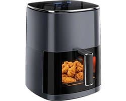 Airfryer met Venster - Heteluchtfriteuse Vierkant - Gezond Koken - Doorzichtig Kookvenster - 6.34 Liter - Grijs