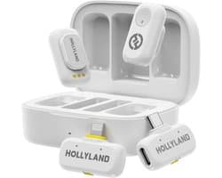 Hollyland-A1-Combo-Draadloze-Microfoon-Ivoorwit-48kHz-24bit-High-Fidelity-3-niveau-Intelligente-Ruisonderdrukking