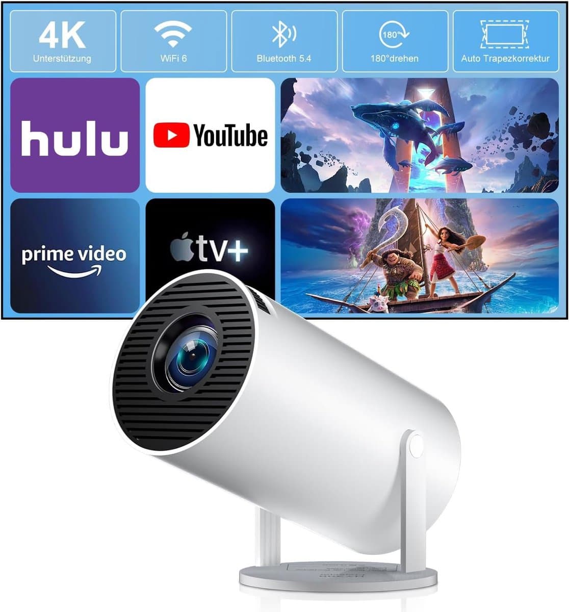 Beamer Full HD 1080P – 4K Ondersteuning – WiFi & Bluetooth – Automatische Keystone Correctie – Projector voor Thuisbioscoop — afbeelding 1