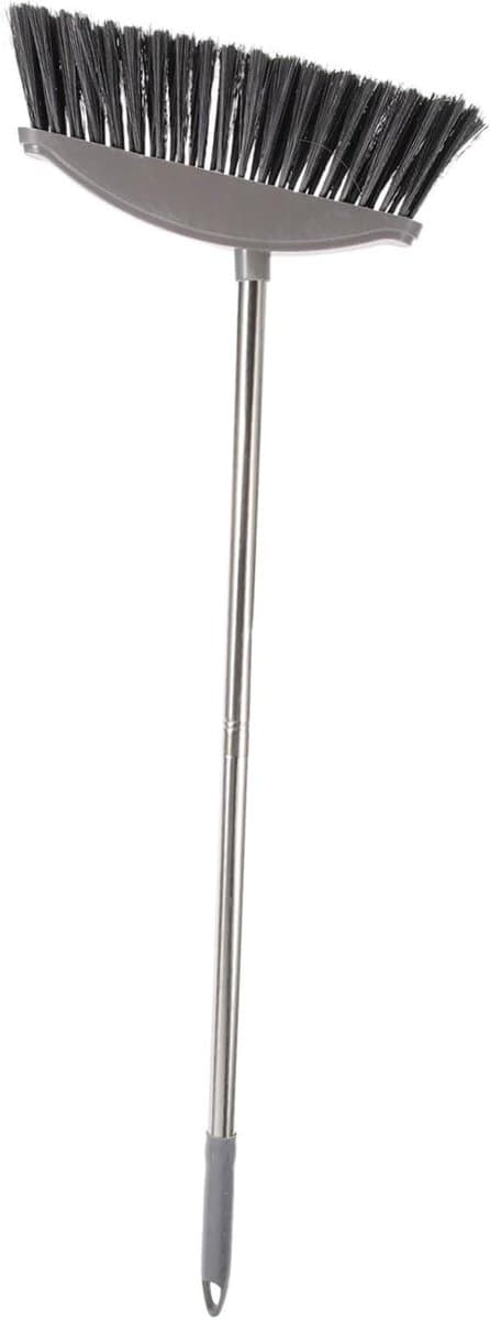 Stalen Bezem Lange Steel - Stoffer en blik - Vloeren Schoonmaken - Roestvrij Staal - 87 cm - Donkergrijs — afbeelding 1