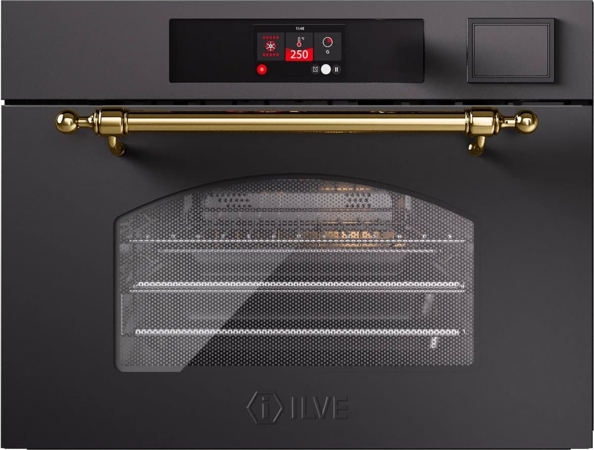 ILVE Compact 45cm 3 in 1 oven/stoom/magnetron Nost. Rood Chroom - Inbouw — afbeelding 1