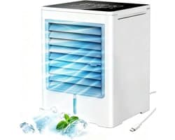 Mini airco draagbaar USB 3-in-1 luchtkoeler met waterreservoir stil met timer en touchscreen 470 ml
