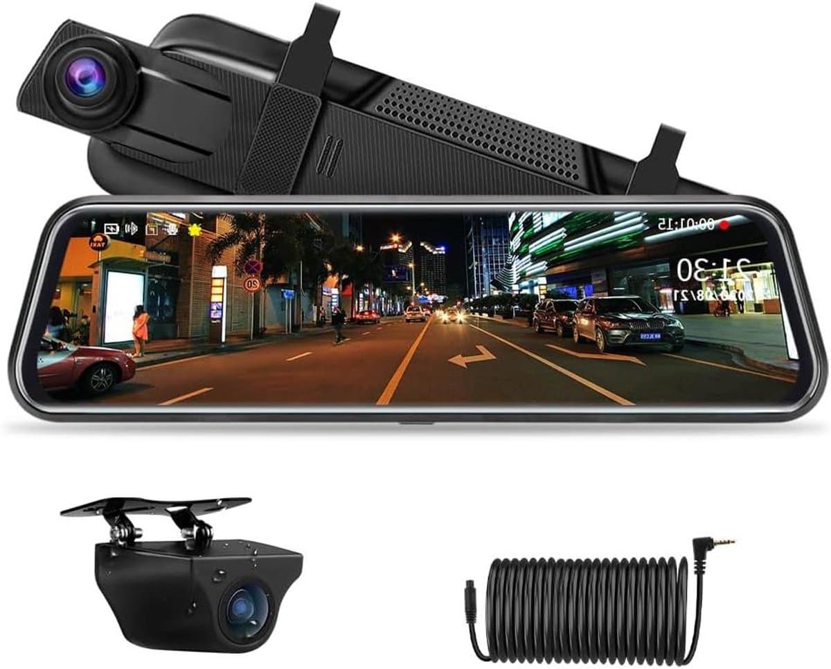 Auto Camera Set - Spiegel Cam - Veilig Rijden - 10 Inch Touchscreen - 10 Meter Kabel - Zwart — afbeelding 1