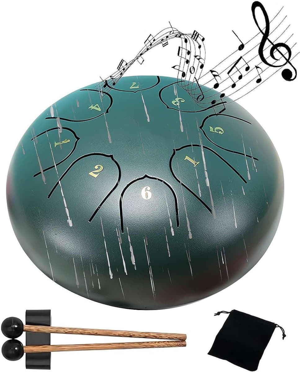 Regentrommel - 6 inch Stalen Tongtrommel - Waterdicht - Meditatie & Yoga — afbeelding 1