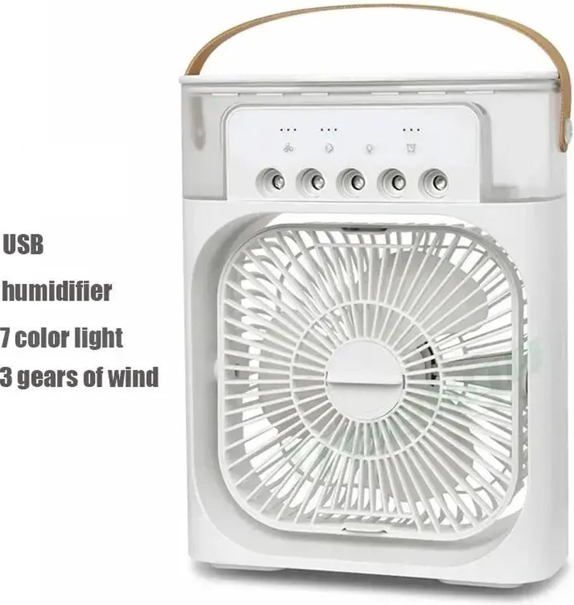 Bolmans - Ventilator - Waaier - Draagbare Ventilator - 3 in 1 Ventilator - Luchtbevochtiger - Luchtkoeler - LED Verlichting - Verstelbaar - 3 Snelheden - 10W — afbeelding 1