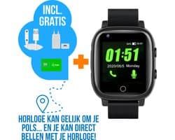 Wiesba WB5S - GPS Horloge Senior - Smartwatch voor Ouderen - Persoonlijke alarmen - alarm horloge ouderen - GPS Horloge Alzheimer - Valdetectie - Personenalarmering met SOS knop Alarmknop