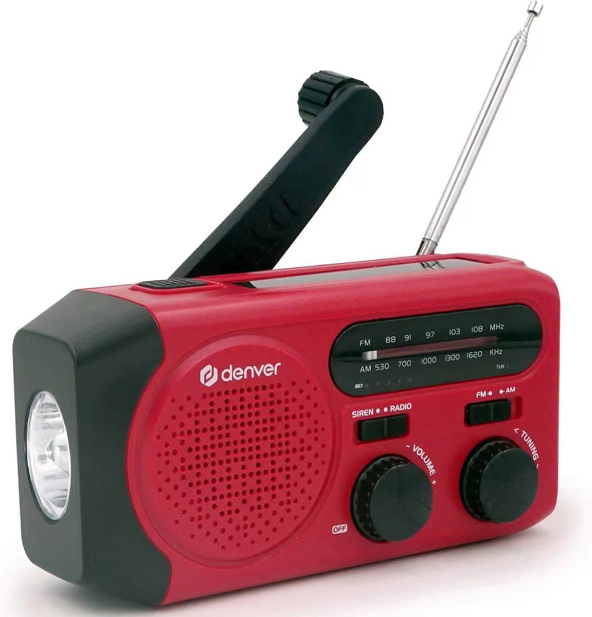 Denver Noodradio - Powerbank Zonneenergie - FM Radio - Noodpakket - Zaklamp - Opwindbaar - SOS Knop - Solar powerbank - SCR2010 — afbeelding 1