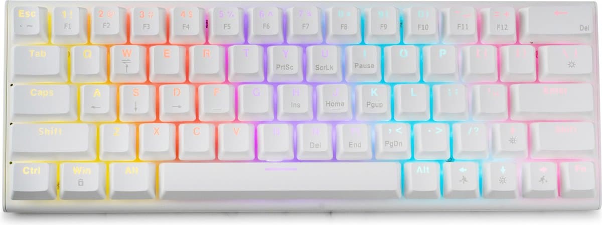 getcetera 60% Mechanisch Gaming Toetsenbord – Blue Switches – RGB – QWERTY – Bedraad USB-C – Compact Wit Design — afbeelding 1