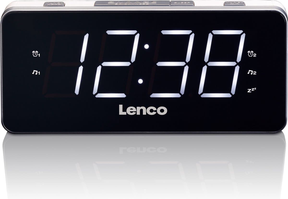 Lenco CR-18 - Wekkerradio met LED Display - Wit — afbeelding 1