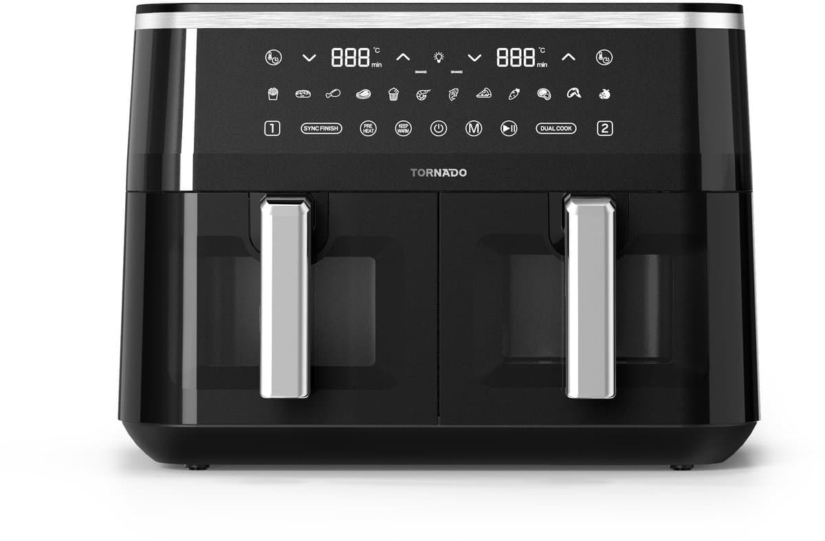 Tornado TAFT-1000-GS - Airfryer - Dubbele mand - 9l - 3100W - Heteluchtfriteuse - Zwart — afbeelding 1