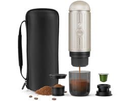 Espressomachine Draagbaar - Elektrisch Koffiezetapparaat - Capsule Koffiemachine - 19 Bar Druk - Compact - Reiscup - Draagbaar Koffiezetapparaat - Koffiezetapparaat - Koffie To Go - Automatische Verhitting - USB - Lichtgrijs