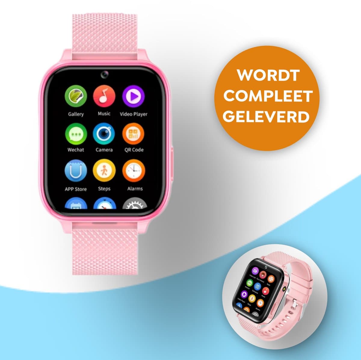 Wiesba WB5 - smartwatch kinderen - gps horloge kind - kinderhorloge bellen - gps tracker kinderhorloge - kinderhorloge met gps - kinderhorloge - Roze — afbeelding 1
