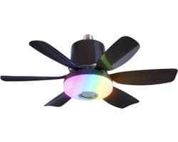 Livano Plafondventilator - Met Verlichting - Plafond Ventilator - Met Lamp - Plafonniere Met Ventilator - Met Licht - Zwart - 47cm