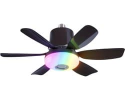 Bovista Plafondventilator - Met Verlichting - Plafond Ventilator - Met Lamp - Plafonniere Met Ventilator - Met Licht - Zwart - 47cm