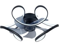 Livano Plafondventilator - Met Verlichting - Plafond Ventilator - Met Lamp - Plafonniere Met Ventilator - Met Licht - Zwart - 50cm