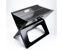 Draagbare Houtskool Barbecue – Snels inklapbare RVS Buiten Grill – Voor Camping, Tuin en Picknick – 48 cm