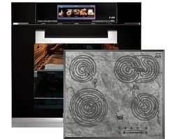 Inbouwoven - Kaiser - EH 6344 - Inbouwoven 60 cm - Zwart glas- 79 l - Air fryer- TFT - automatische braadfunctie + Glaskeramische kookplaat - KCT 6715 F Era