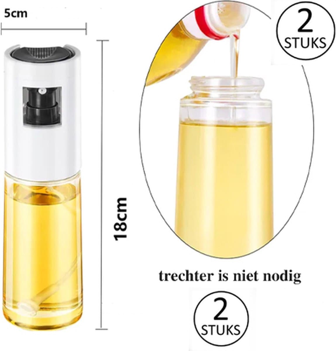 Voor de AirFryer : 2 stuks Olijfolie verstuiver Glas 100ml navulbaar — afbeelding 1