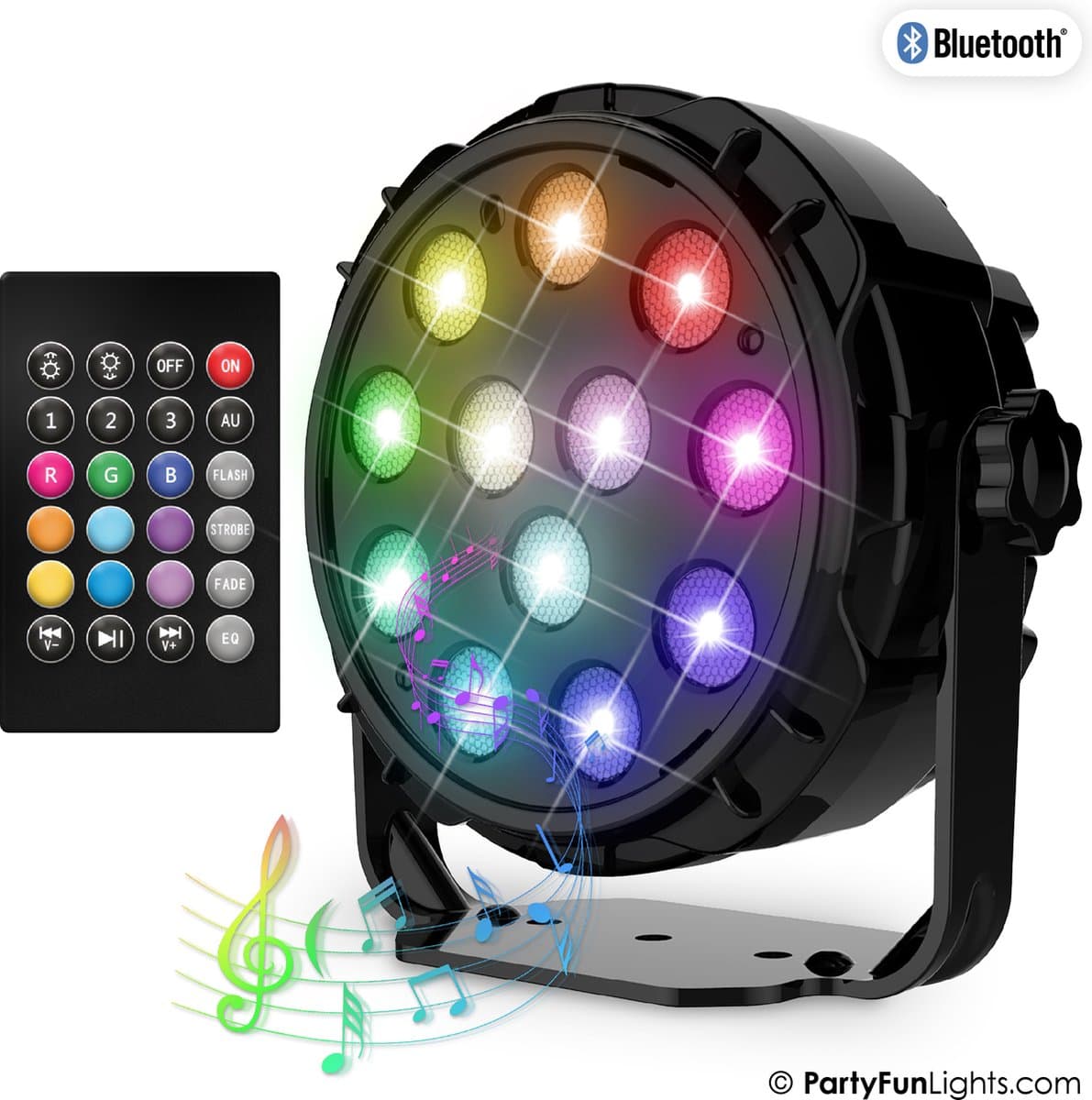 PartyFunLights - 12 LED - PAR - Disco Lamp - Party Speaker - met afstandsbediening — afbeelding 1