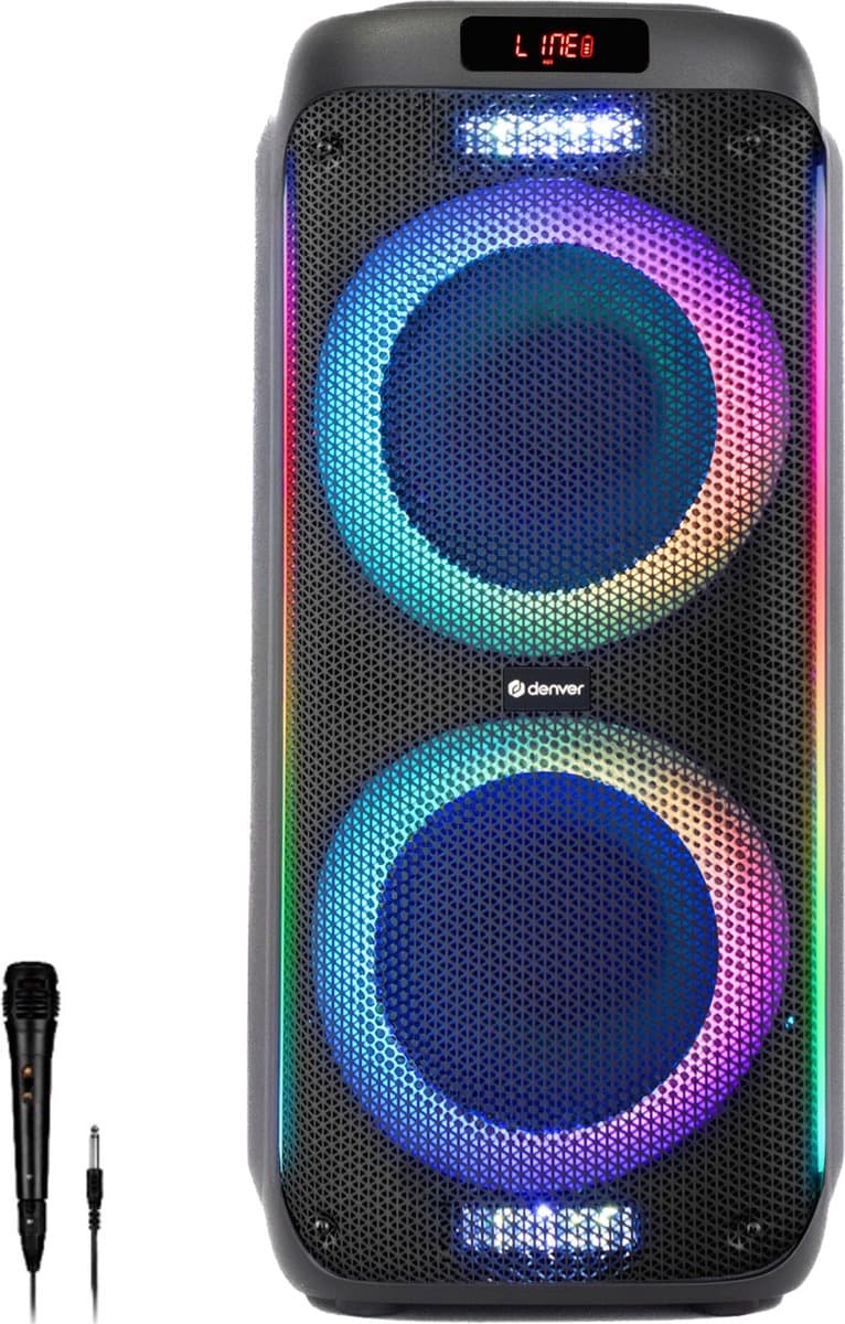 Denver Bluetooth Speaker Party Box - Discolichten - Partybox - Incl. Microfoon - Micro SD / USB / AUX - TSP456 — afbeelding 1