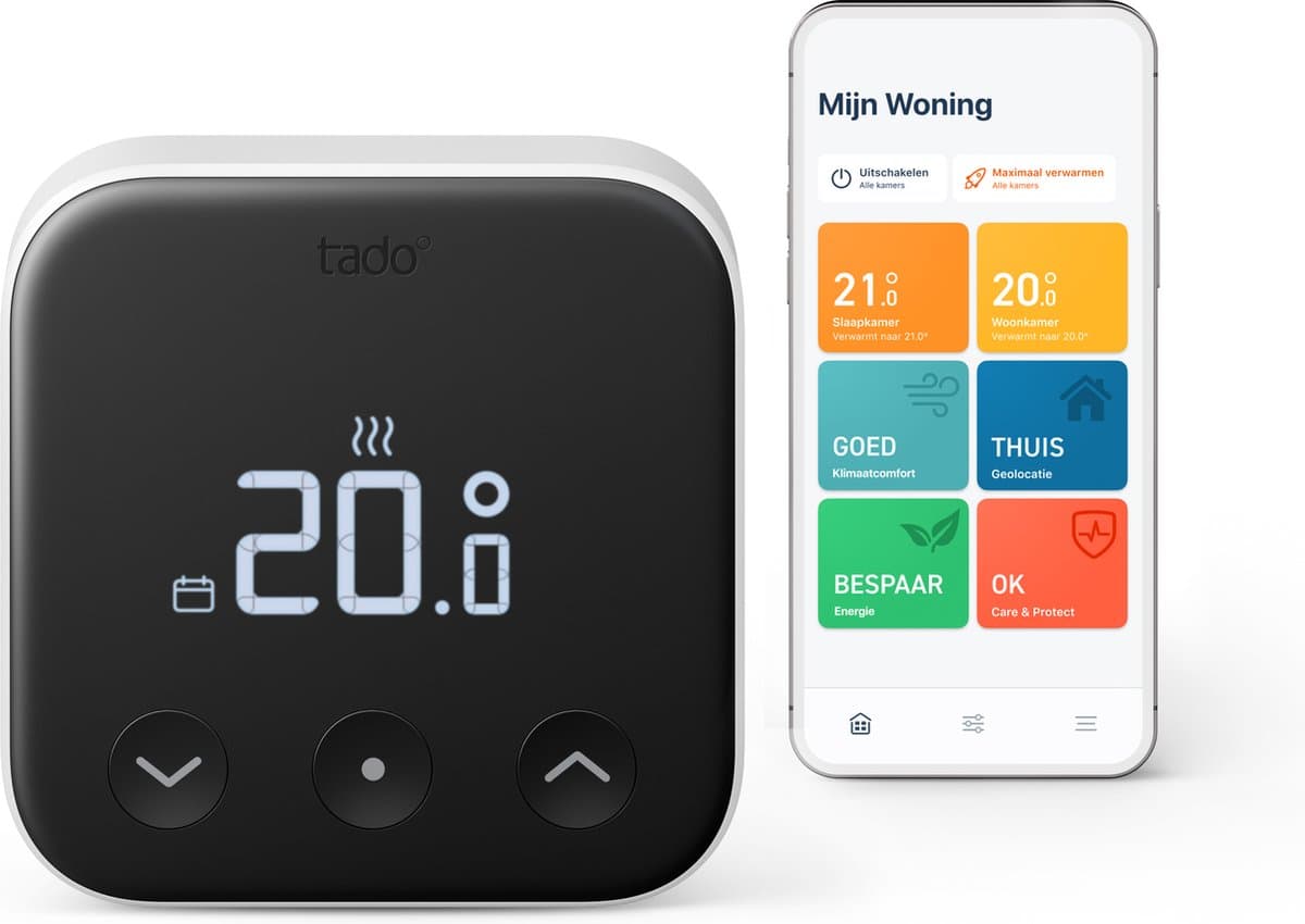tado° Slimme Thermostaat X - Smart Thermostaat - werkt met Google Home, Alexa & Apple Homekit - Bedrade variant - Zwart/Wit — afbeelding 1
