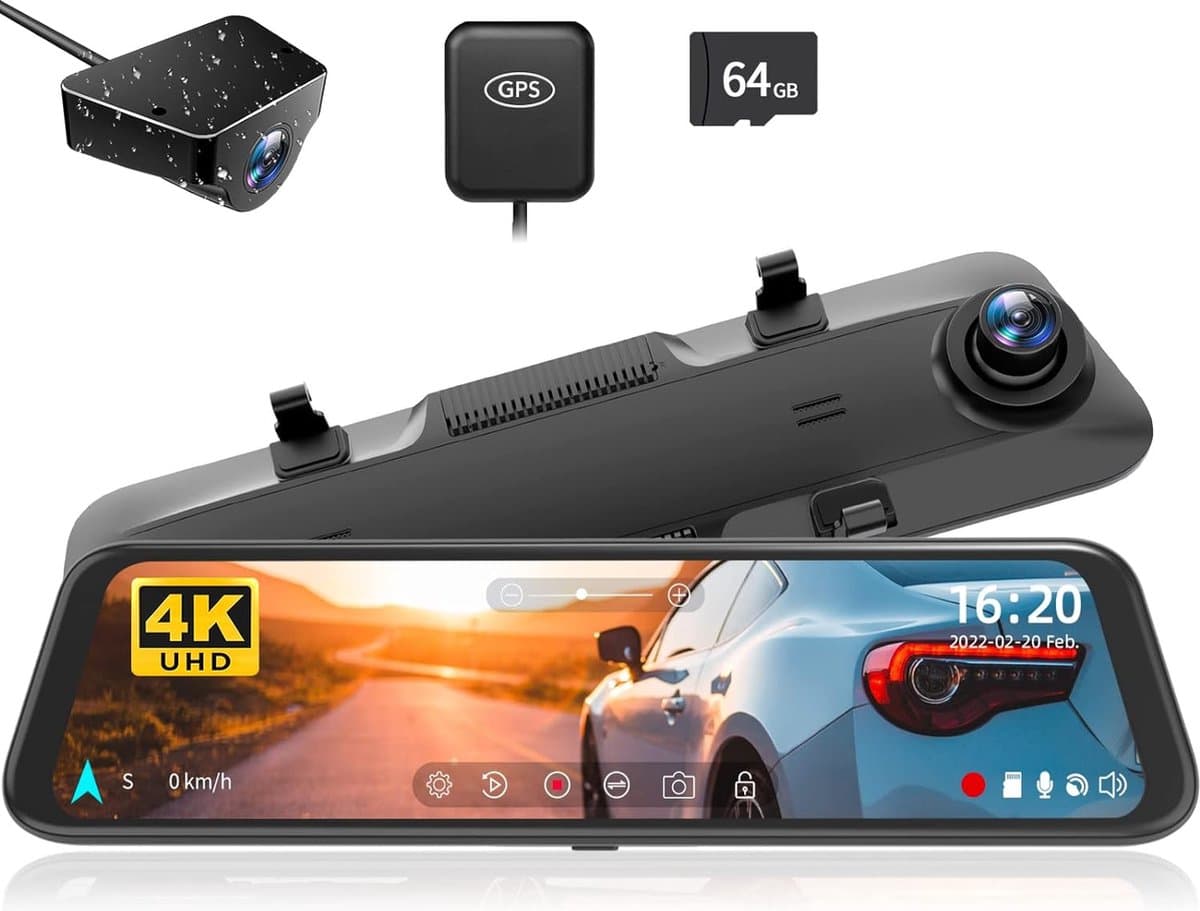 Rearview Camera met Parkeerbewaking en Achteruitrijhulp - Full HD - Nachtzicht - 170-graden Weergave - 10 inch Touchscreen — afbeelding 1