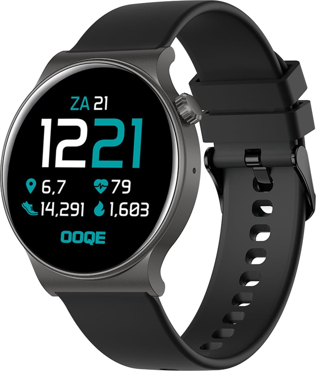 OOQE WATCH CS PRO - Smartwatch Heren en Dames | Geschikt voor iOS en Android | Full HD | Notificaties | Gezondheidsanalyse | Sportanalyse | GPS Koppeling | Bellen | Muziek/Audio Luisteren | Spelletjes | Ergonomisch | Nederlandstalig | Zwart/Antraciet — afbeelding 1