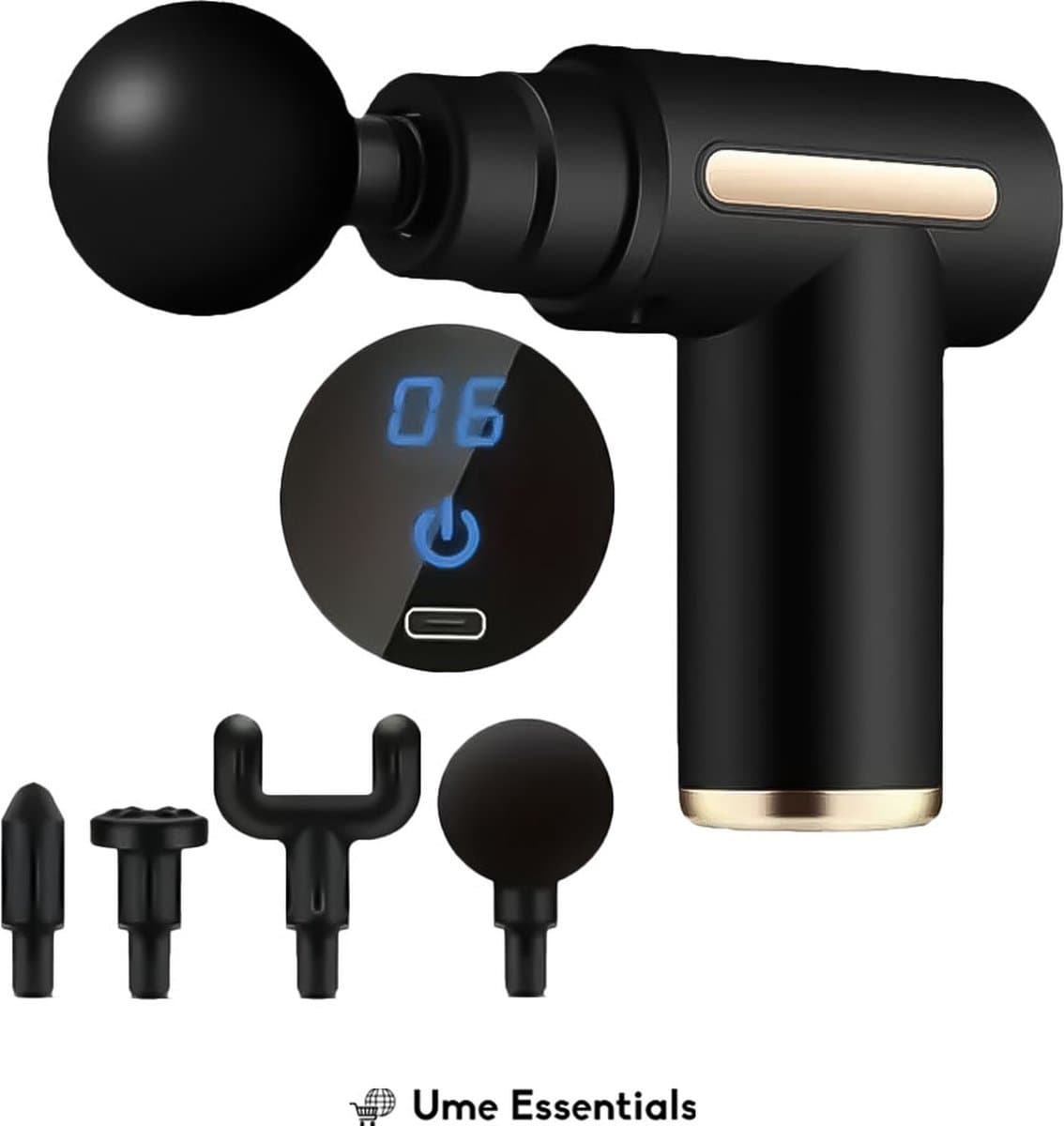 Ume Essentials - Massage Gun - Professioneel en Krachtig - Massage Apparaat - Draadloos - Fitness - Zwart — afbeelding 1