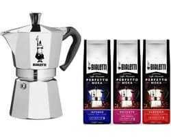 Bialetti Moka Express Percolator 6 kops + Bialetti koffiepakket