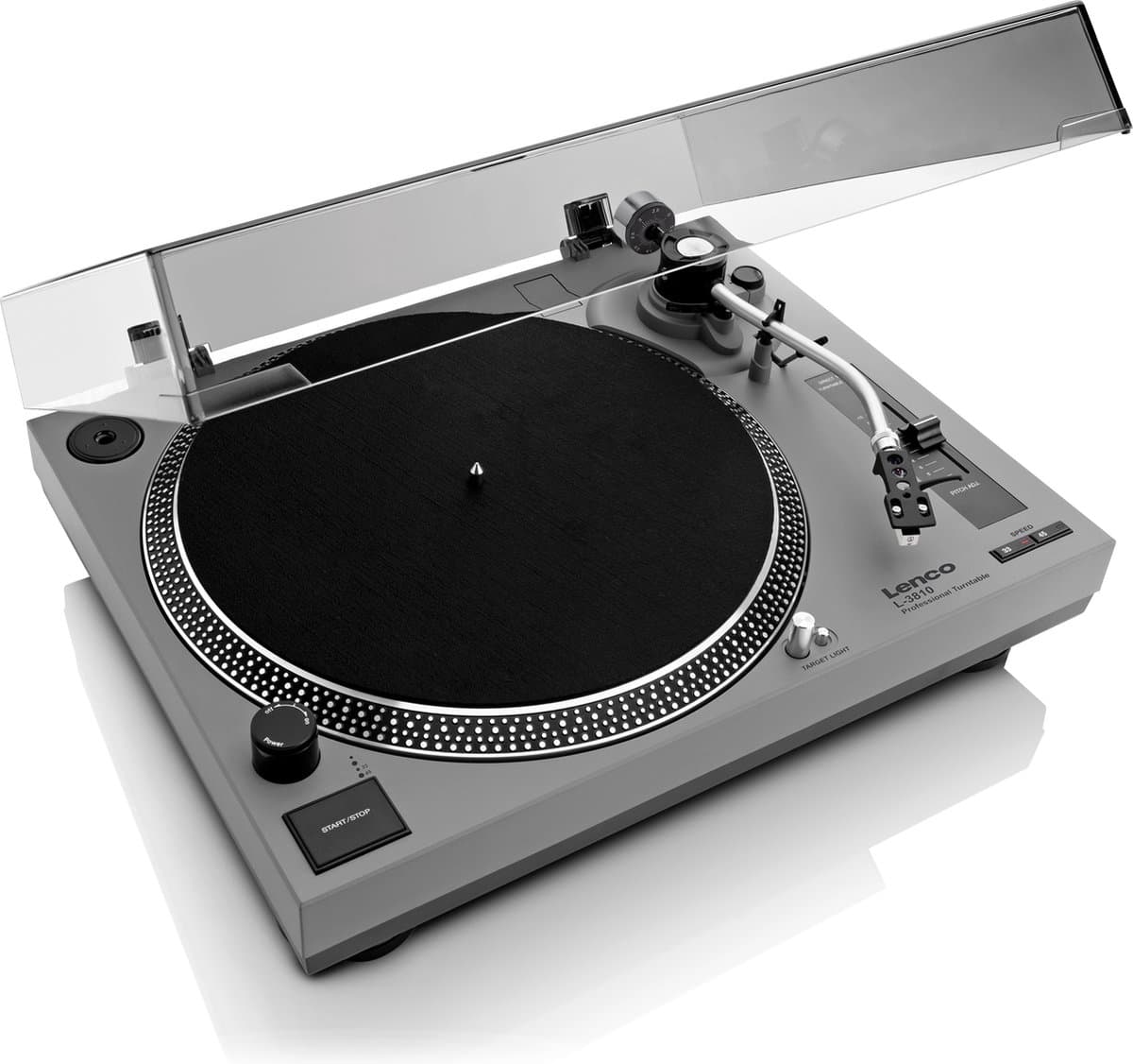 Lenco Platenspeler - Direct drive - USB digitalisering - DJ Draaitafel - L-3810GY - Grijs — afbeelding 1