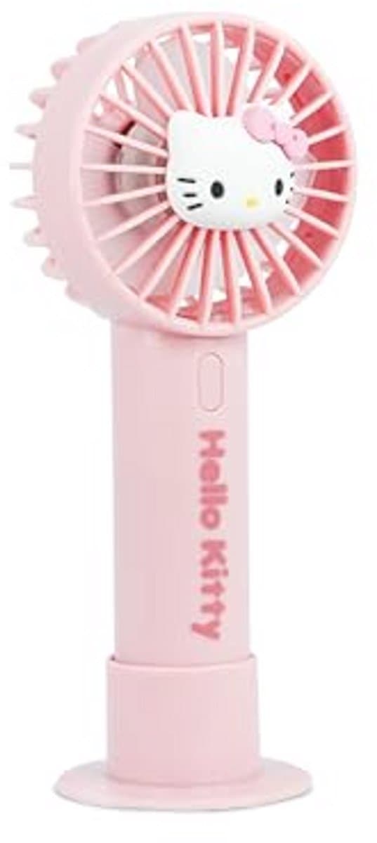 Draagbare handventilator met oplaadbare batterij in roze en goud — afbeelding 1