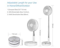 Draagbare Accu Ventilator - Opvouwbare Tafelen Vloer Ventilator met 4 Snelheden en 8 Inch Blad