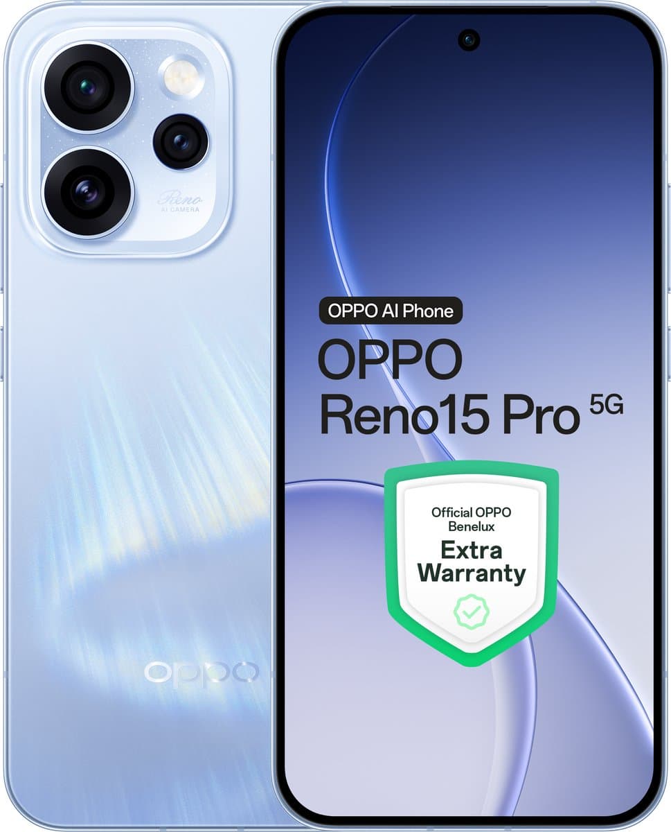 OPPO Reno15 Pro 5G 12+512GB Aurora Blue - Extra Warranty — afbeelding 1