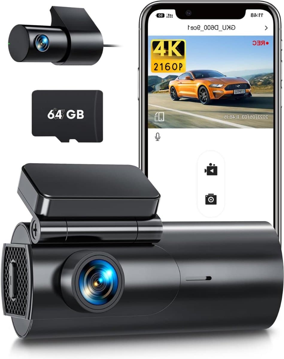 VIN® Dual Dashcam - Dashcam Voor Auto 4 K/2,5 K Wifi - Voor en Achter Camera – Inclusief 64GB SD-Kaart – Auto Camera Met Nachtzicht – G-Sensor – App bediening — afbeelding 1