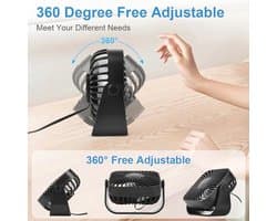 Mini USB Tafelventilator 10 cm - Stil, 360° Rotatie, 3 Snelheden voor Thuis en Kantoor