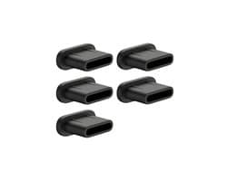 DW4Trading Siliconen Stofpluggen 5 Stuks Voor USB C Aansluitingen, Ideaal Voor Iphones - Zwart
