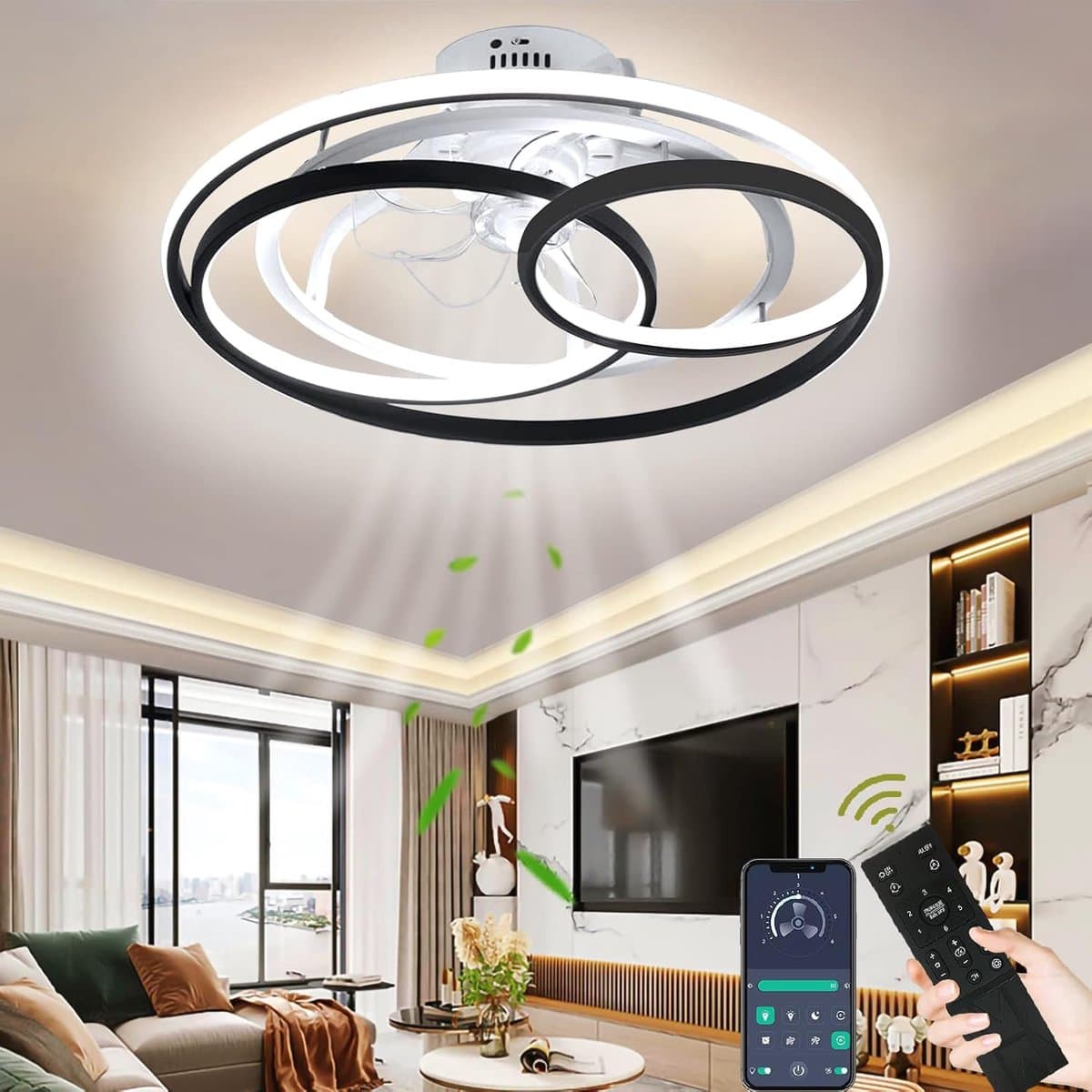 Plafondventilator met Verlichting - Ventilator voor Slaapkamer - Air Cooler met Afstandsbediening — afbeelding 1