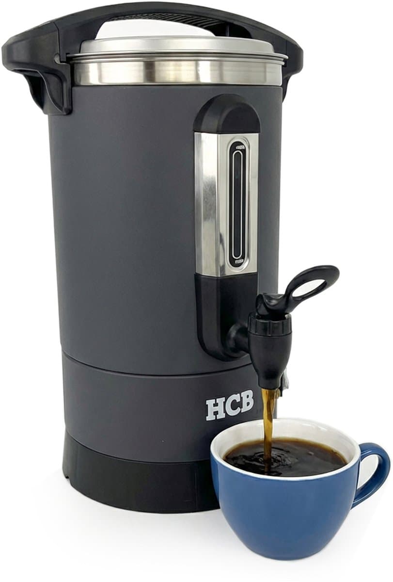 HCB® - Professionele Horeca Percolator - 5,3 liter - 35 kopjes - zwart - 230V - RVS / INOX Perculator - Elektrisch koffiezetapparaat - Volautomatische koffiemachine - 28x30x42.5 cm (DxBxH) - 2.40 kg - 1349 — afbeelding 1