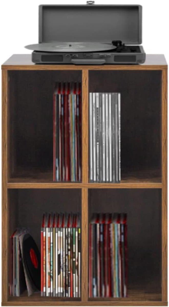 SNJY® Platenspeler Meubel - Platenspeler Kast - LP Houder - Platenhouder - 37D x 45B x 75H cm - Bruin — afbeelding 1