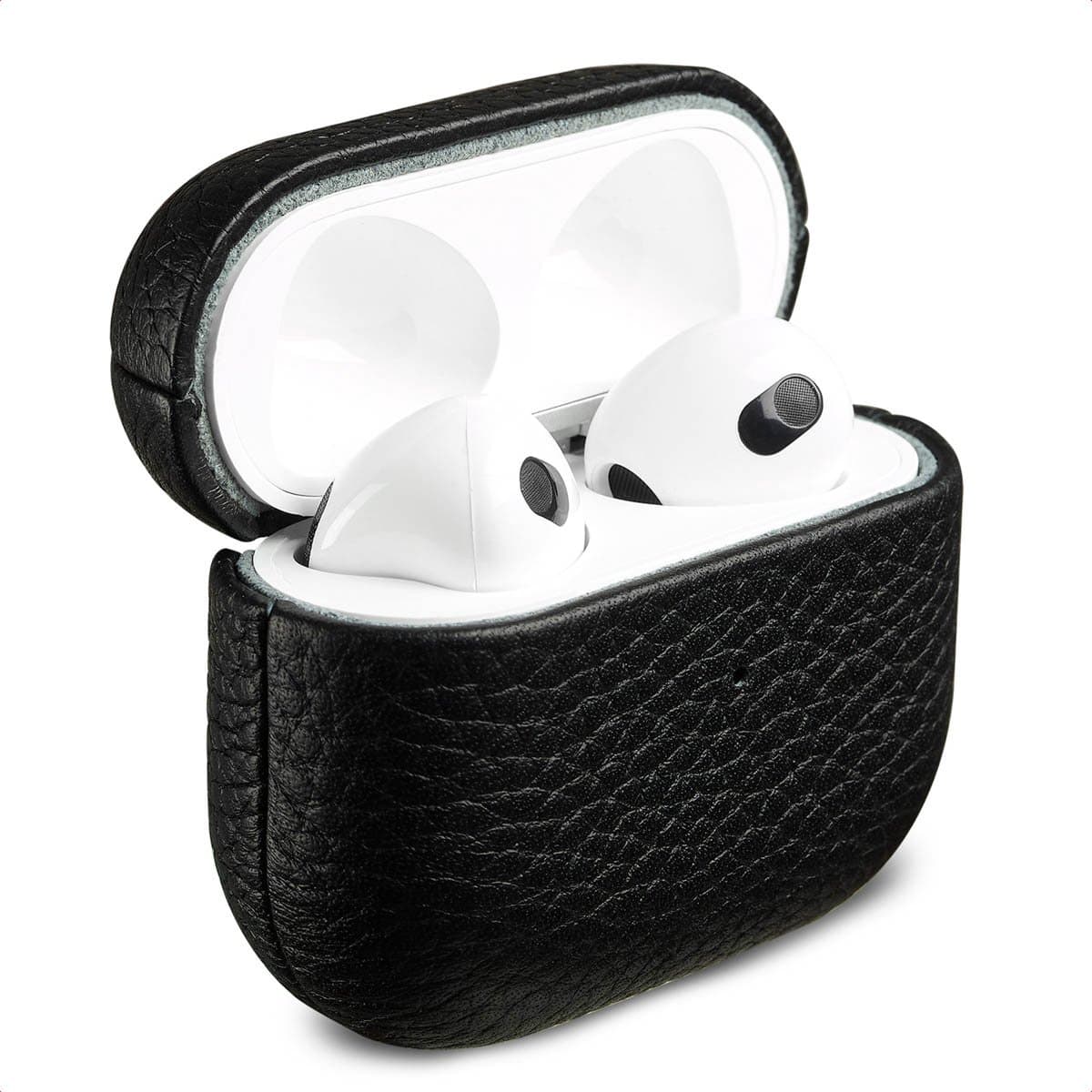 Accezz Echt Leren Case - Hoesje geschikt voor AirPods 3 (2021) - Zwart — afbeelding 1