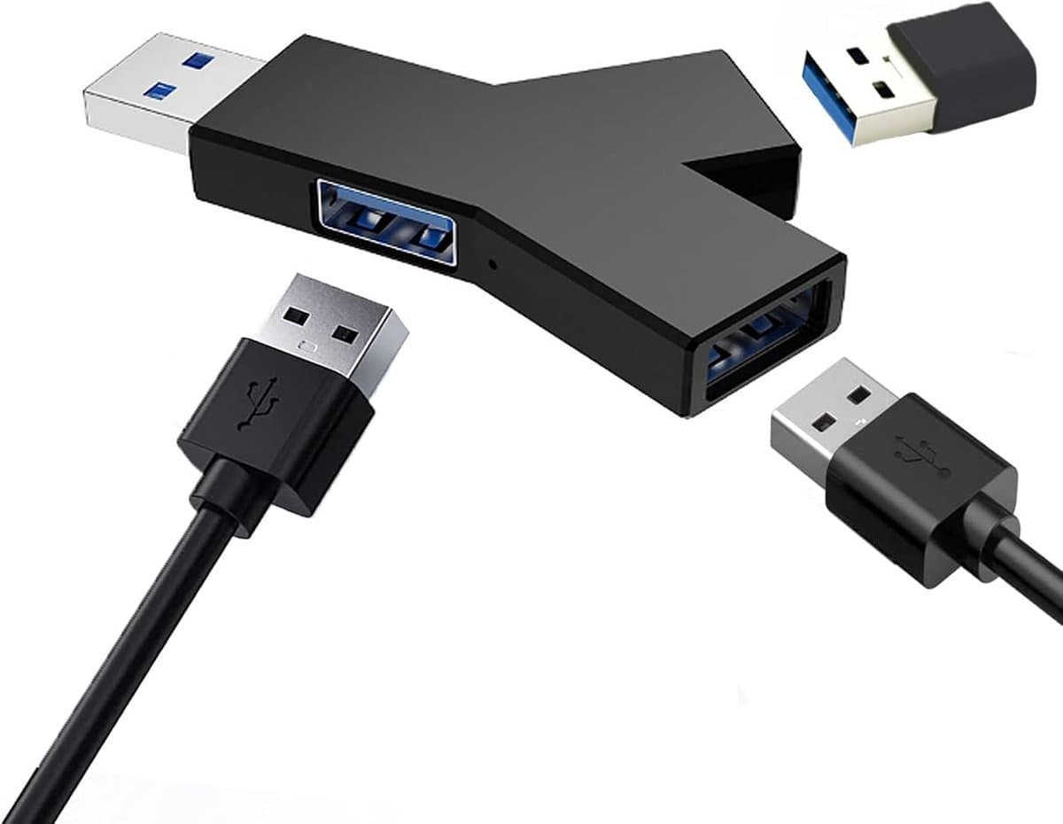 USB Hub 3 Poorten (2x USB 2.0 + 1x USB 3.0) - Mini Externe Adapter voor PC en Laptop - Zwart — afbeelding 1