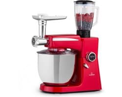 Klarstein Blender Renata Rossa - Keukenmachine - 3-in-1 - 8 Standen - 2000 W - 10 liter RVS Kom - Bevat geen BPA, 1,5 Liter Opzet - Haarfijn Roeren En Mengen - Van Zwaar Brooddeeg Tot Luchtige Slagroom - Eenvoudig In Gebruik - Robuust - Rood